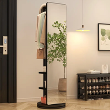 Specchio da Terra in Legno Massiccio – Girevole con Appendiabiti!